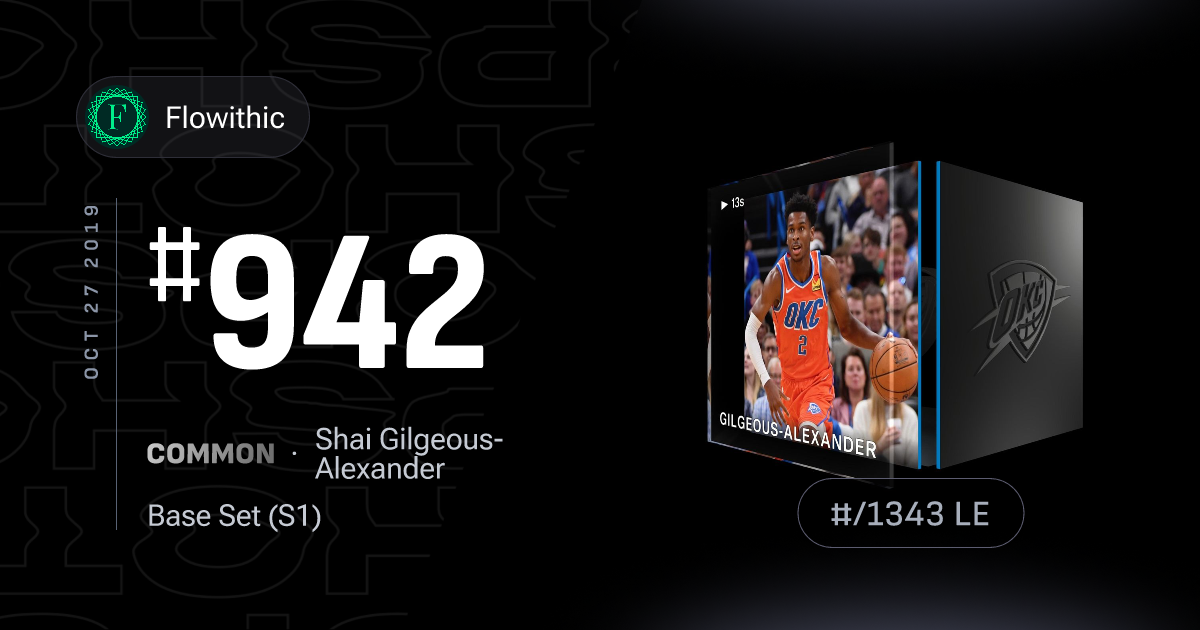 Shai Gilgeous-Alexander — Top Shot Debut, Oct 27 2019 — #942/1343 LE