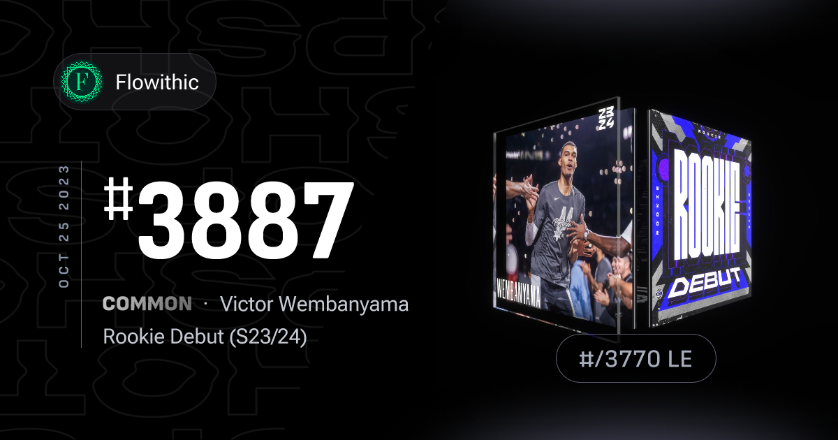 Victor Wembanyama — Rookie Debut, Oct 25 2023 — #3887/3770 LE
